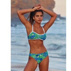New Free People x Anna Sui Beckoning Blossoms Bikini Set $240 MEDIUM Blue Floral